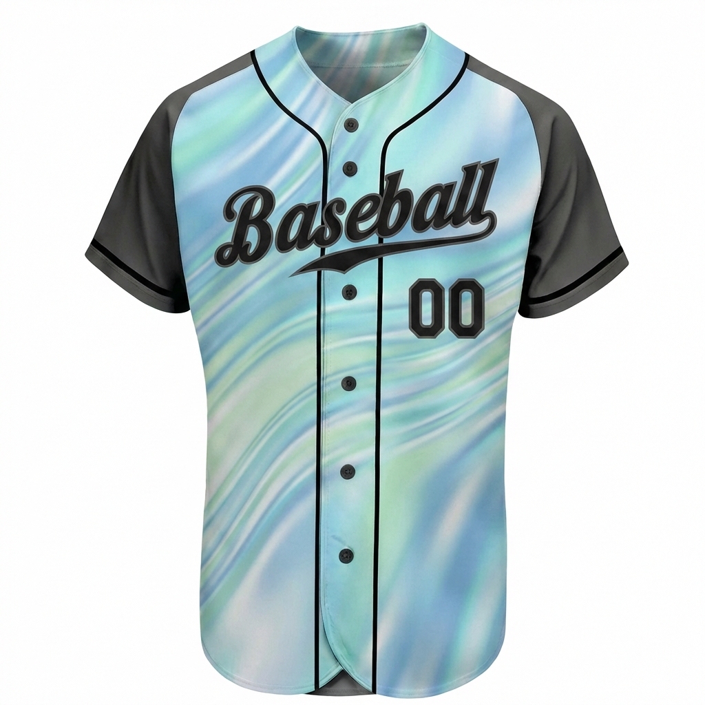 Custom Blue & Black Tie Dye Baseball Jersey