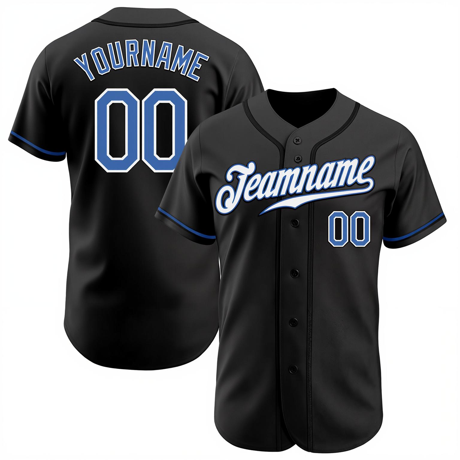 Custom Black & White/Blue Baseball Jersey