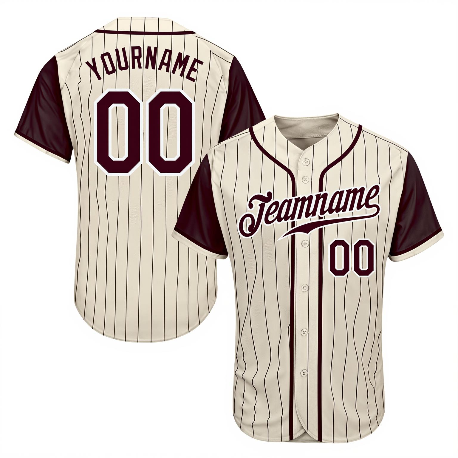 Custom White Black Pinstripes Brown&White Raglan Sleeves Baseball Jersey