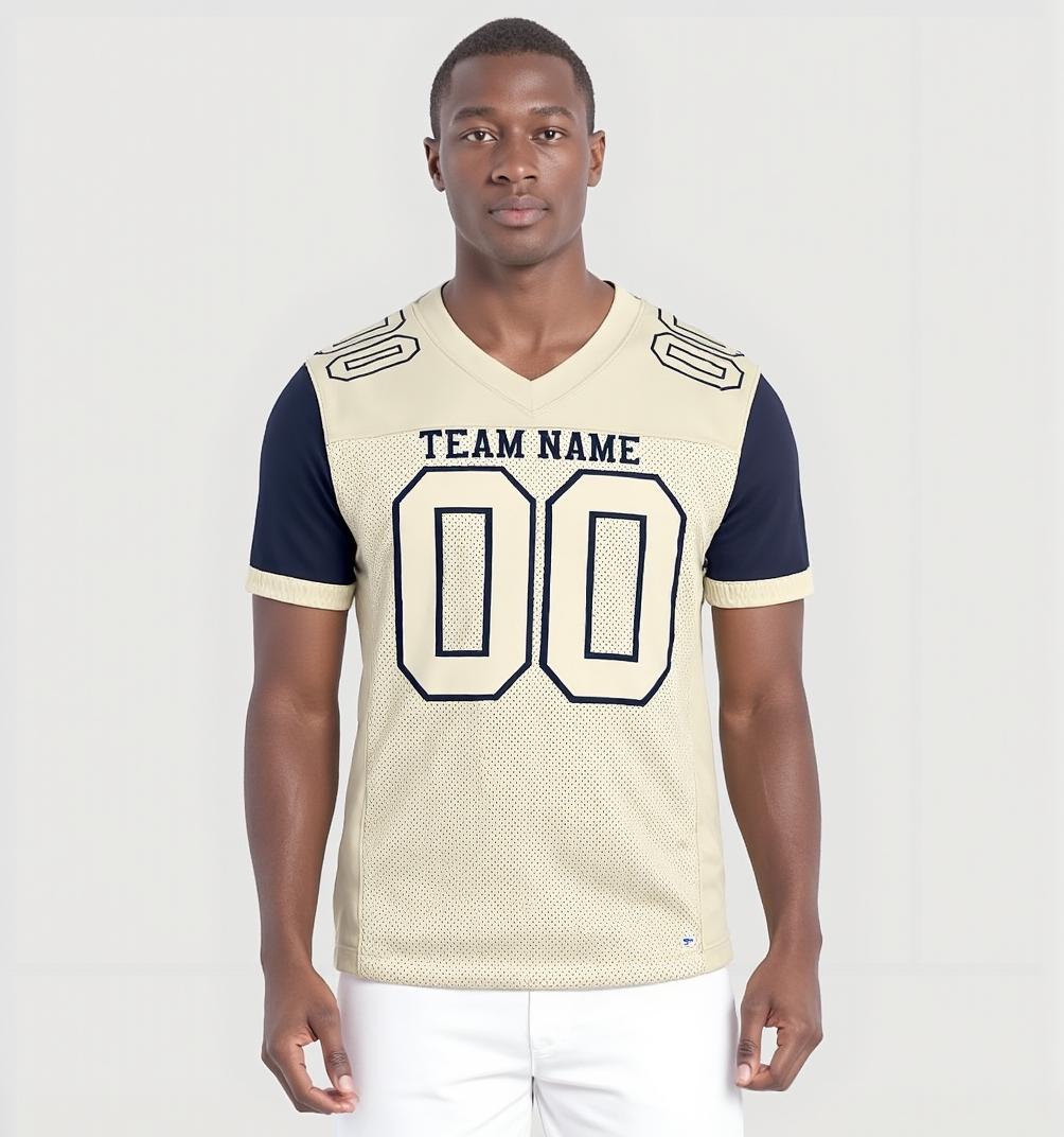 Custom Cream & Navy Football Jersey