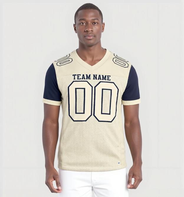 Custom Cream & Navy Football Jersey