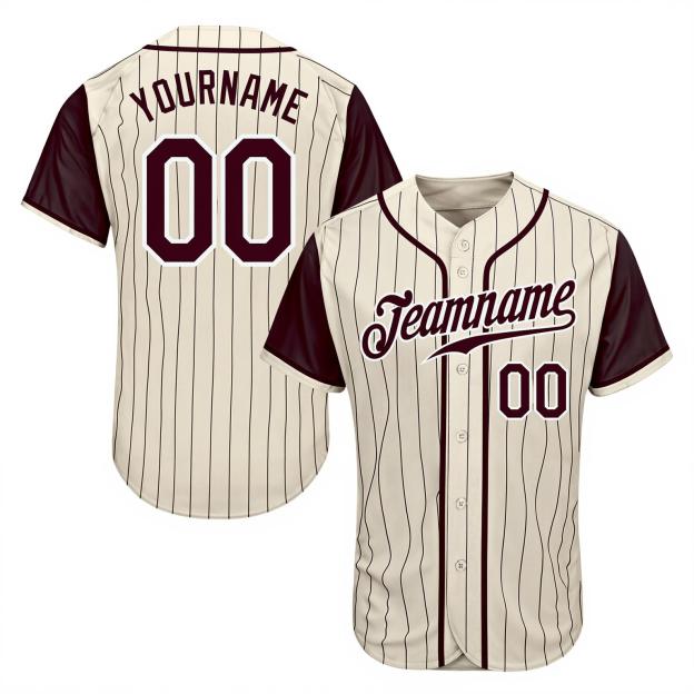 Custom White Black Pinstripes Brown&White Raglan Sleeves Baseball Jersey