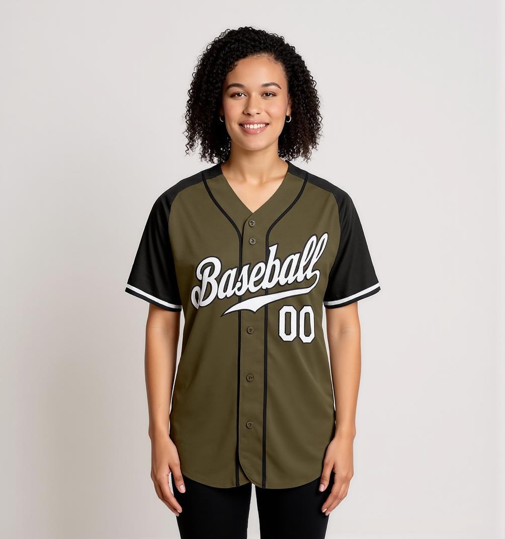 Custom Olive & White/Navy Baseball Jersey