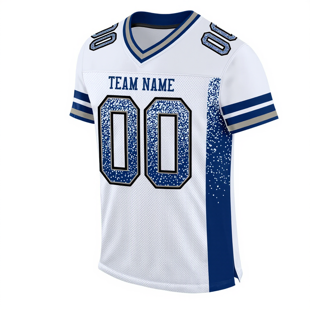 Custom White & Navy/White Drift Fashion Football Jersey