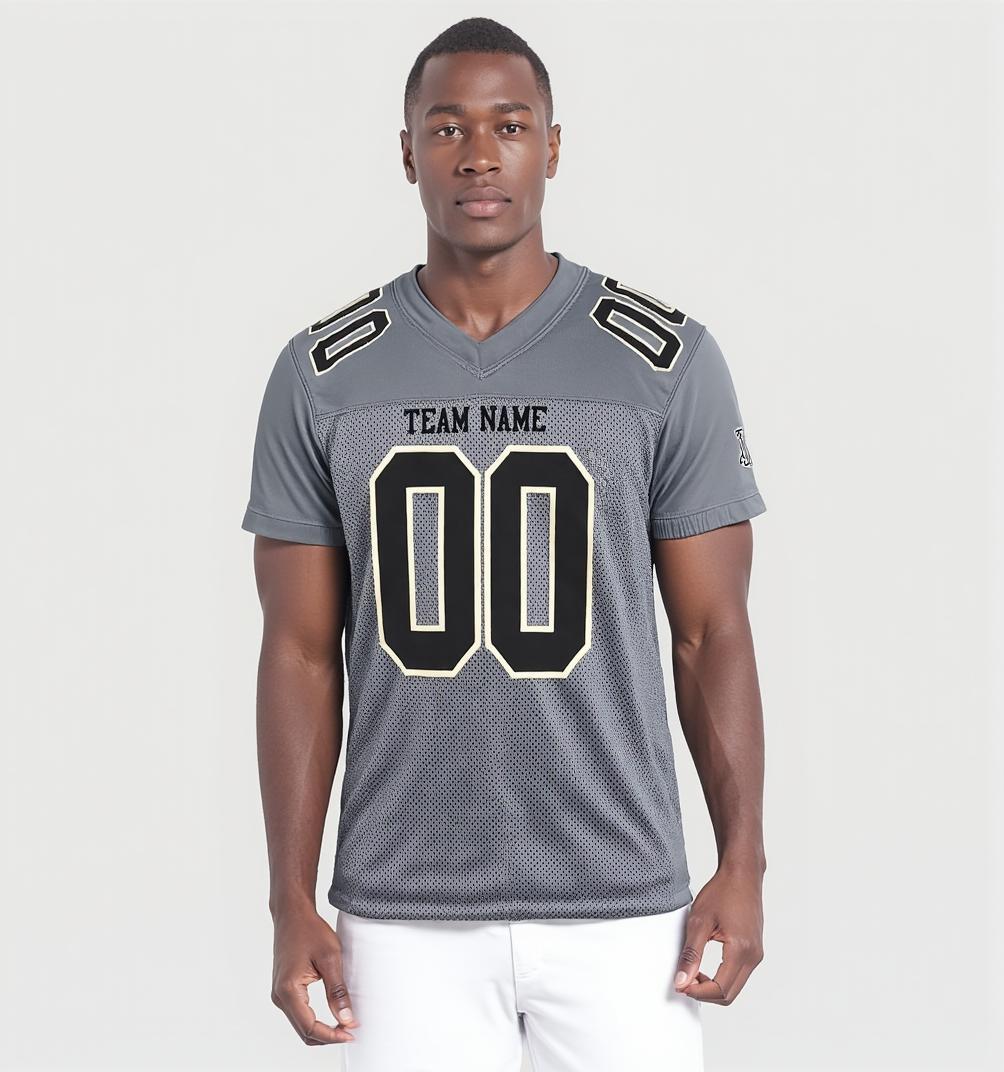 Custom Grey & Black/White Football Jersey