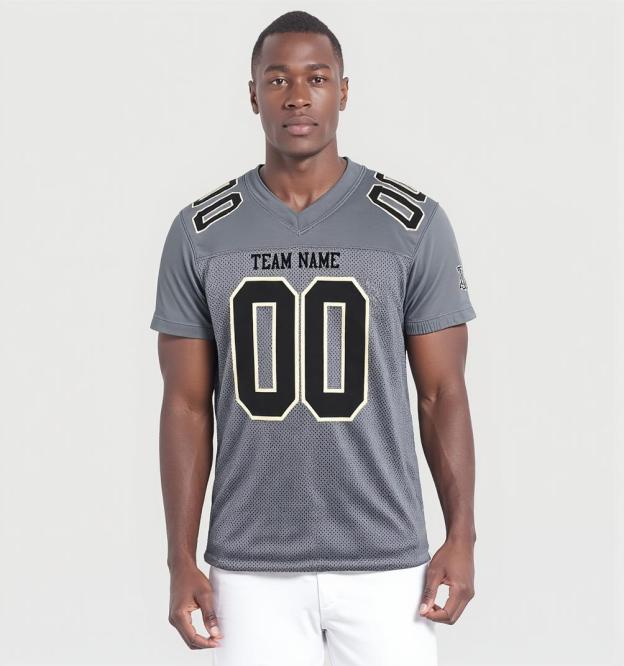 Custom Grey & Black/White Football Jersey