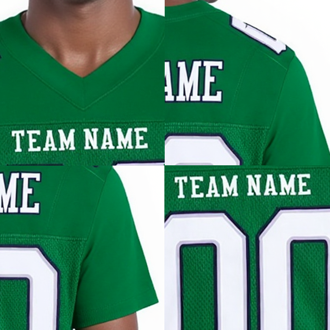 Custom Kelly Green & White/Black Football Jersey