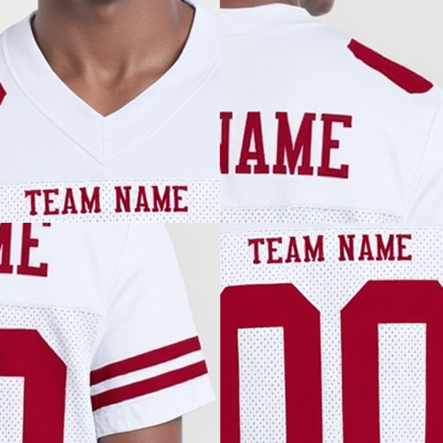 Custom White & Red Football Jersey