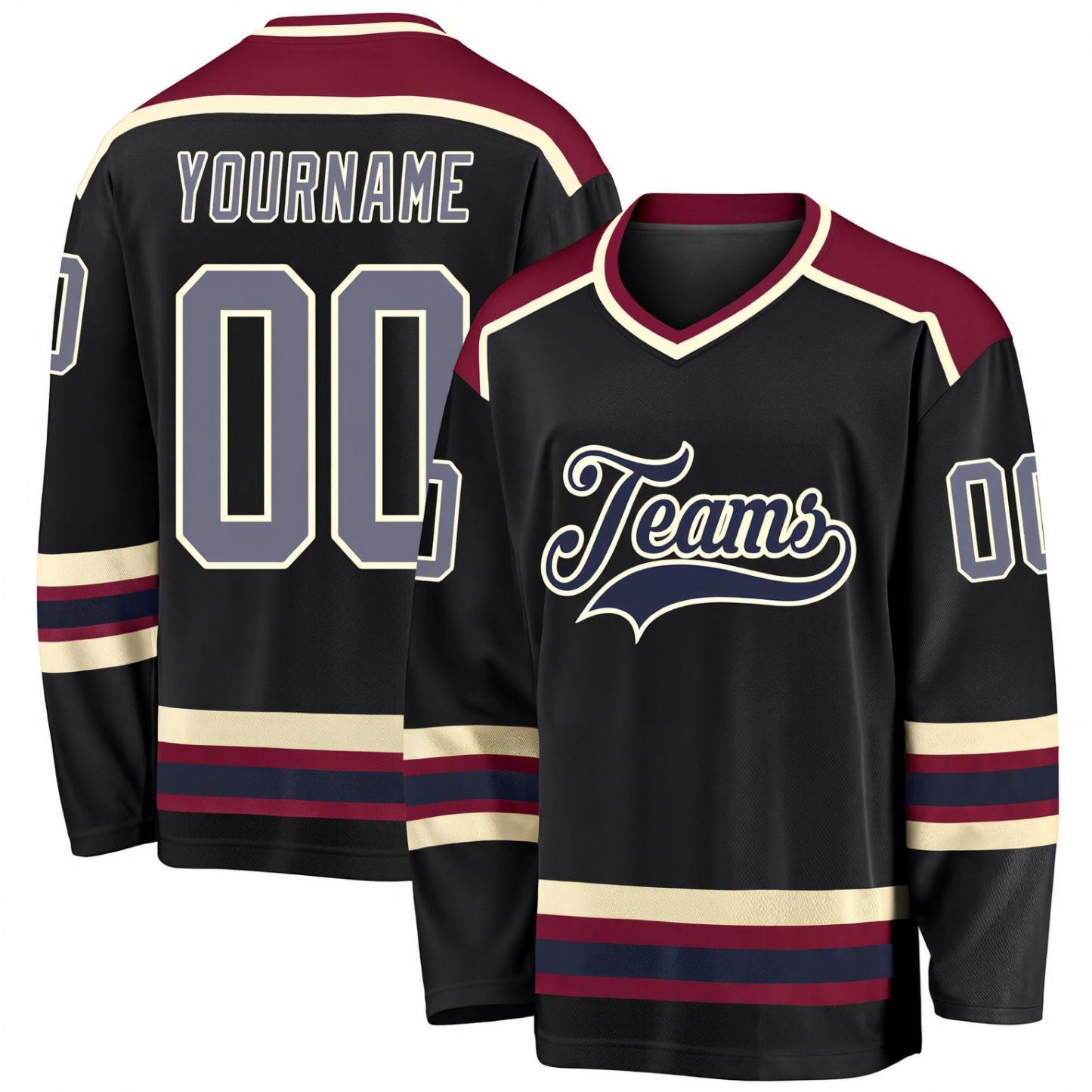 Custom Black & Royal/White Hockey Jersey