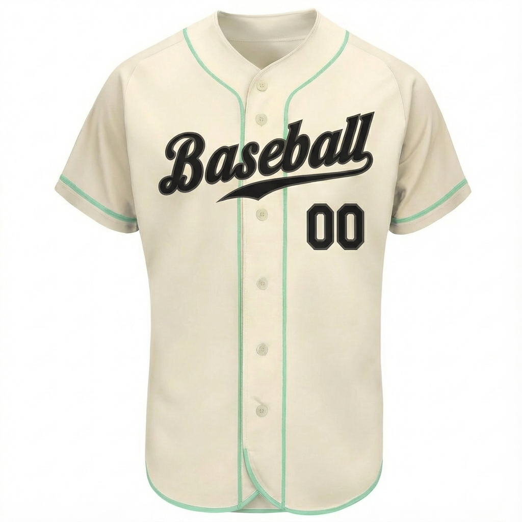Custom Cream & Black/Mint Green Baseball Jersey