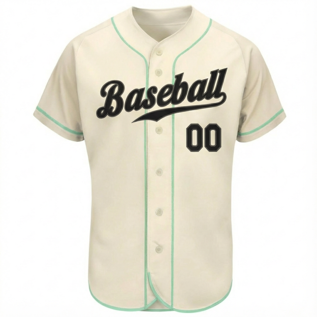 Custom Cream & Black/Mint Green Baseball Jersey