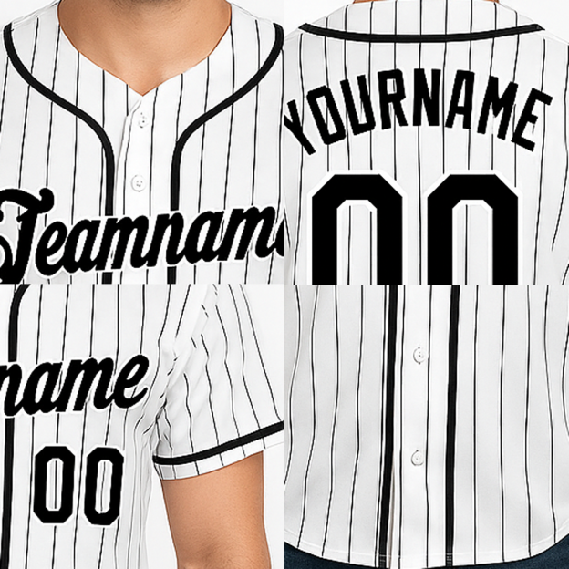 Custom White-Black Pinstripes Baseball Jersey