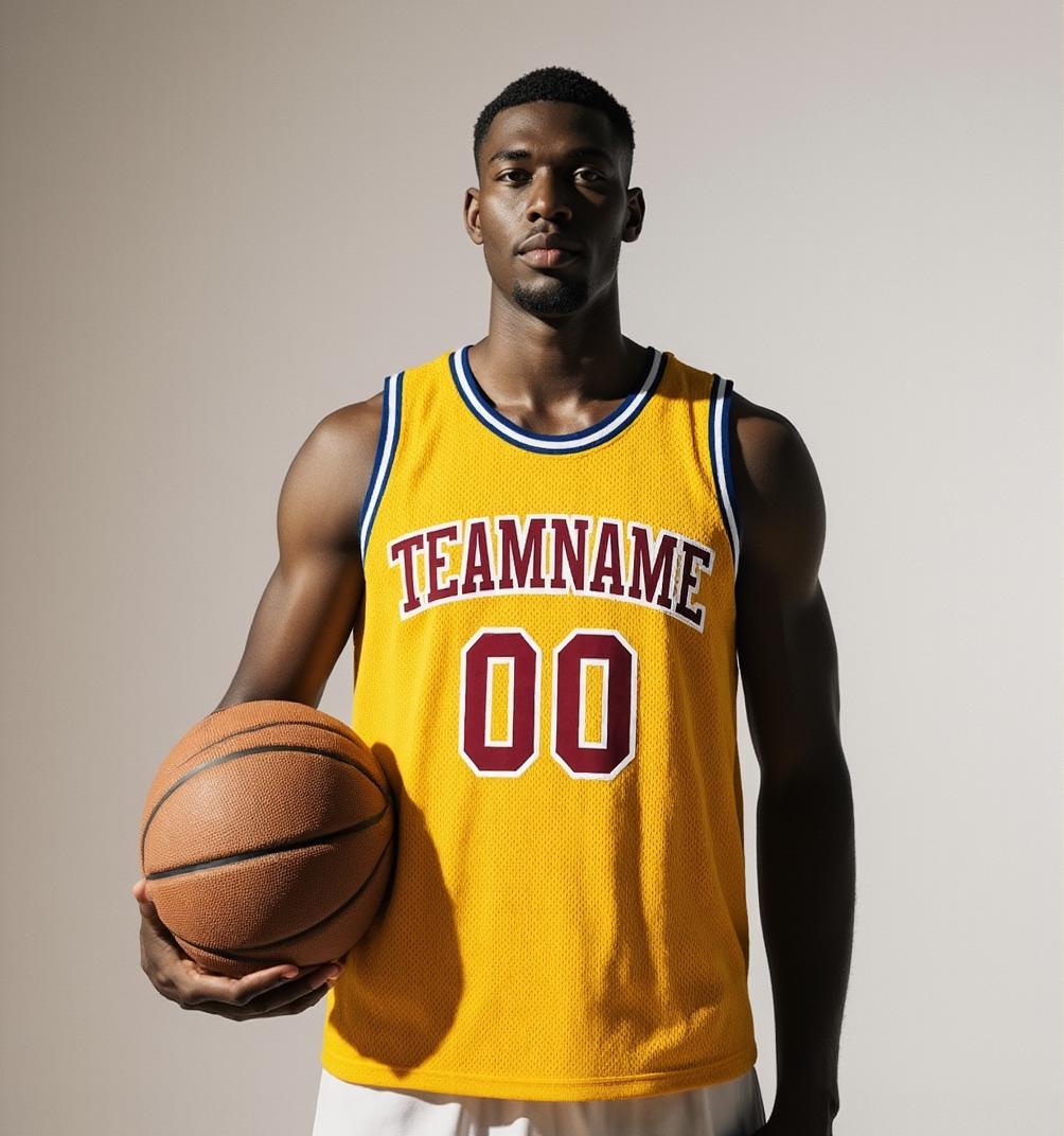 Custom Yellow & Burgundy/White Basketball Throwback Jersey
