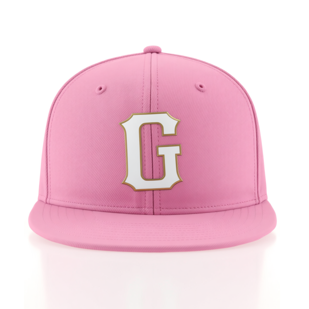 Custom Pink & White/Gold Stitched Adjustable Snapback Hat