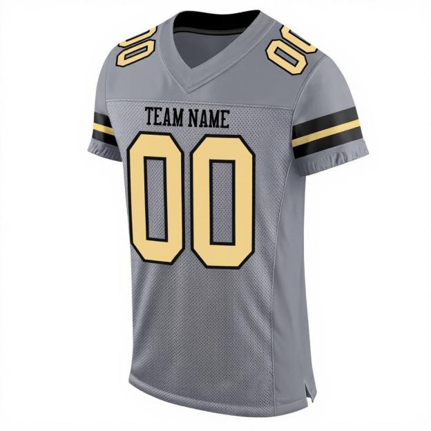 Custom Grey & Gold/Black Football Jersey