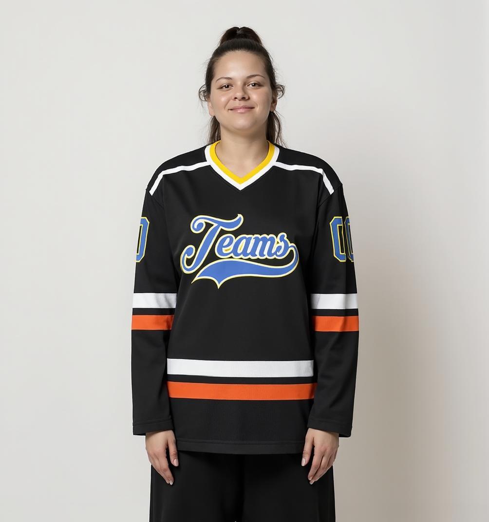 Custom Black & Blue/White Hockey Jersey