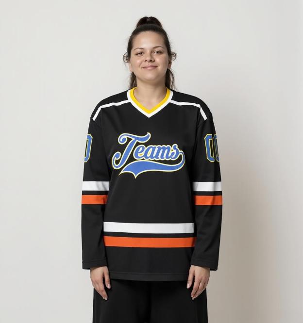 Custom Black & Blue/White Hockey Jersey