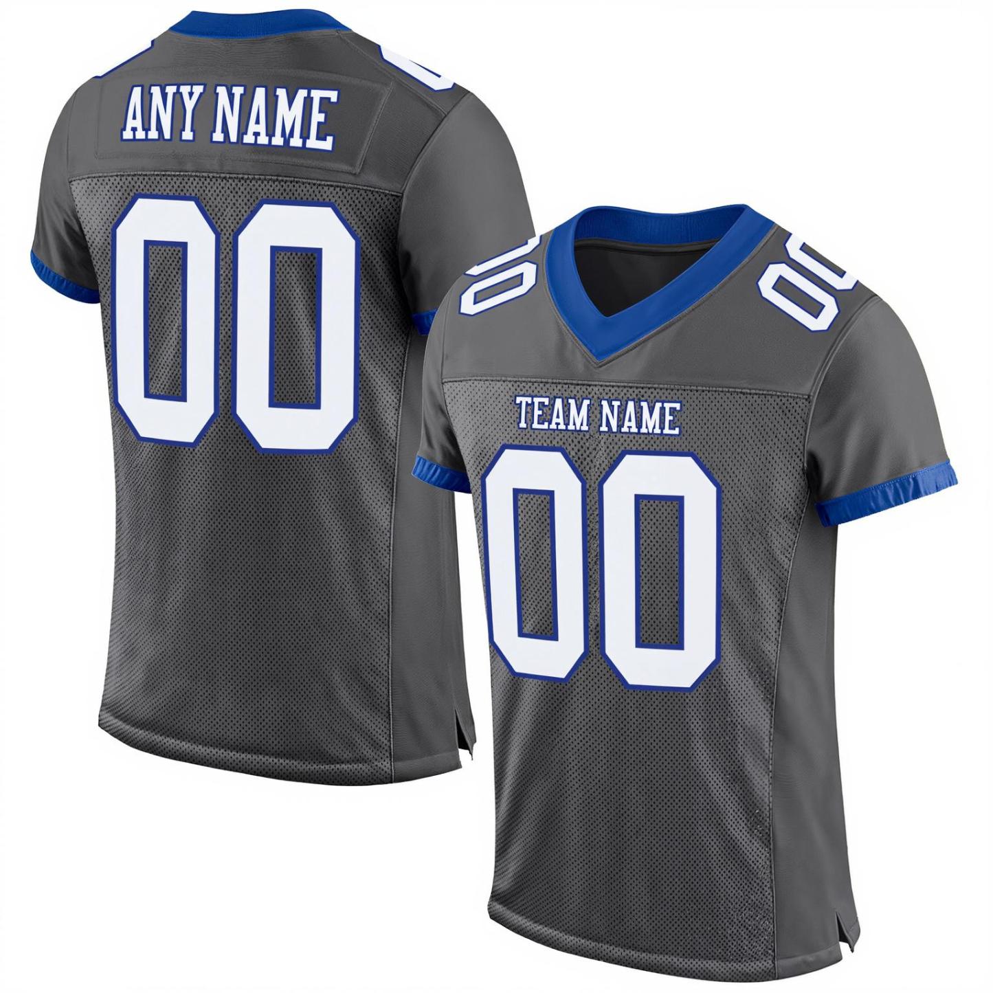 Custom Dark Grey & White/Royal Football Jersey
