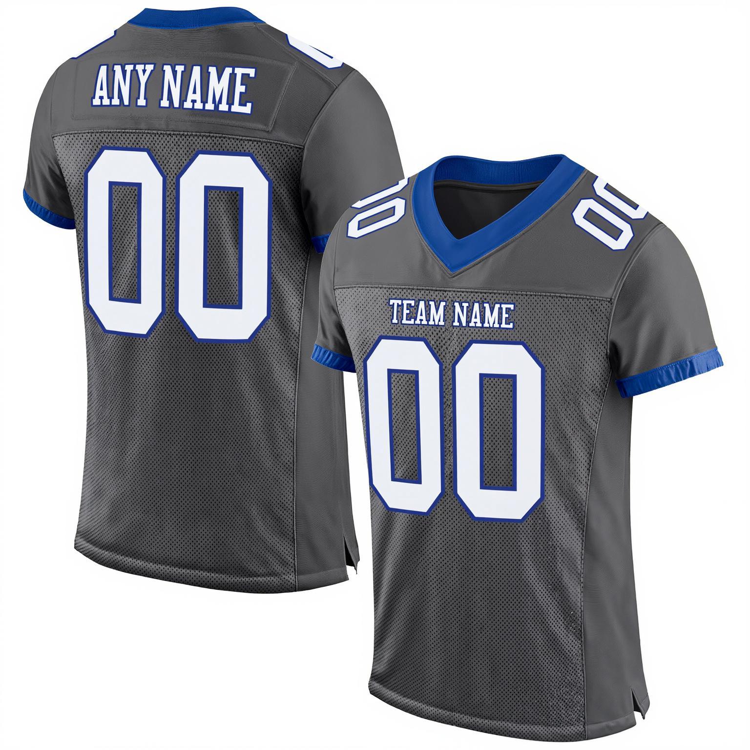Custom Dark Grey & White/Royal Football Jersey