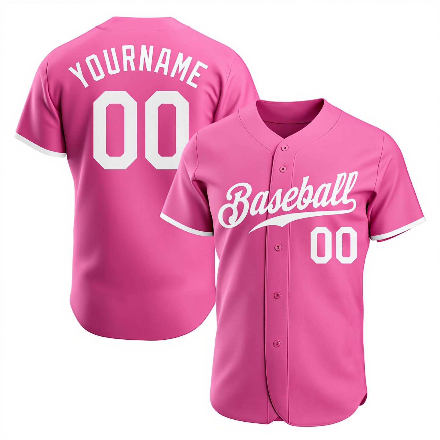 Custom Pink & White Baseball Jersey