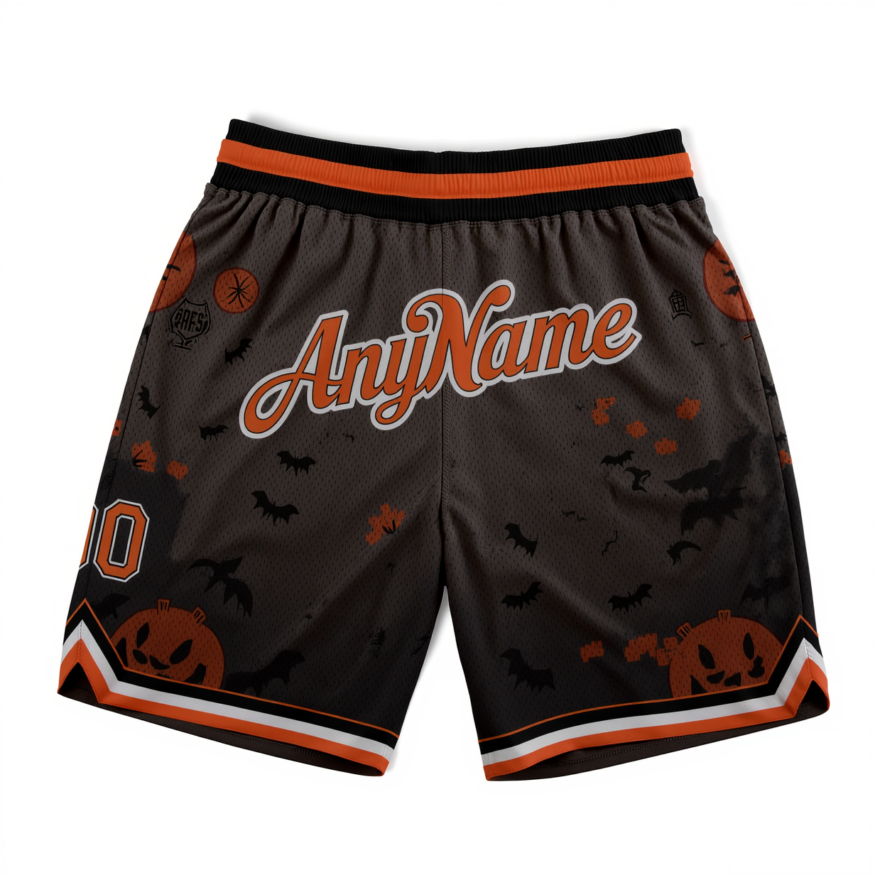 Custom 3D Pattern Black & Orange/Grey Halloween Throwback Shorts