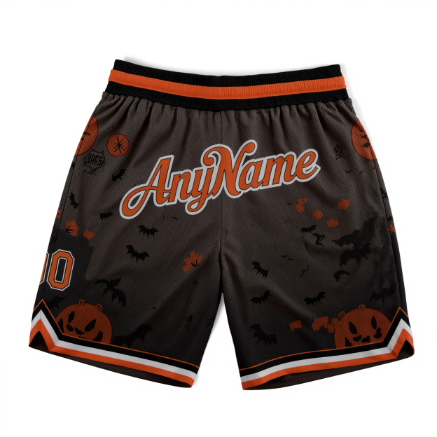 Custom 3D Pattern Black & Orange/Grey Halloween Throwback Shorts