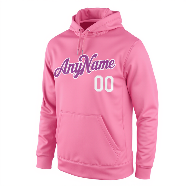 Custom Pink & Purple/White Pullover Sports Sweatshirt Hoodie