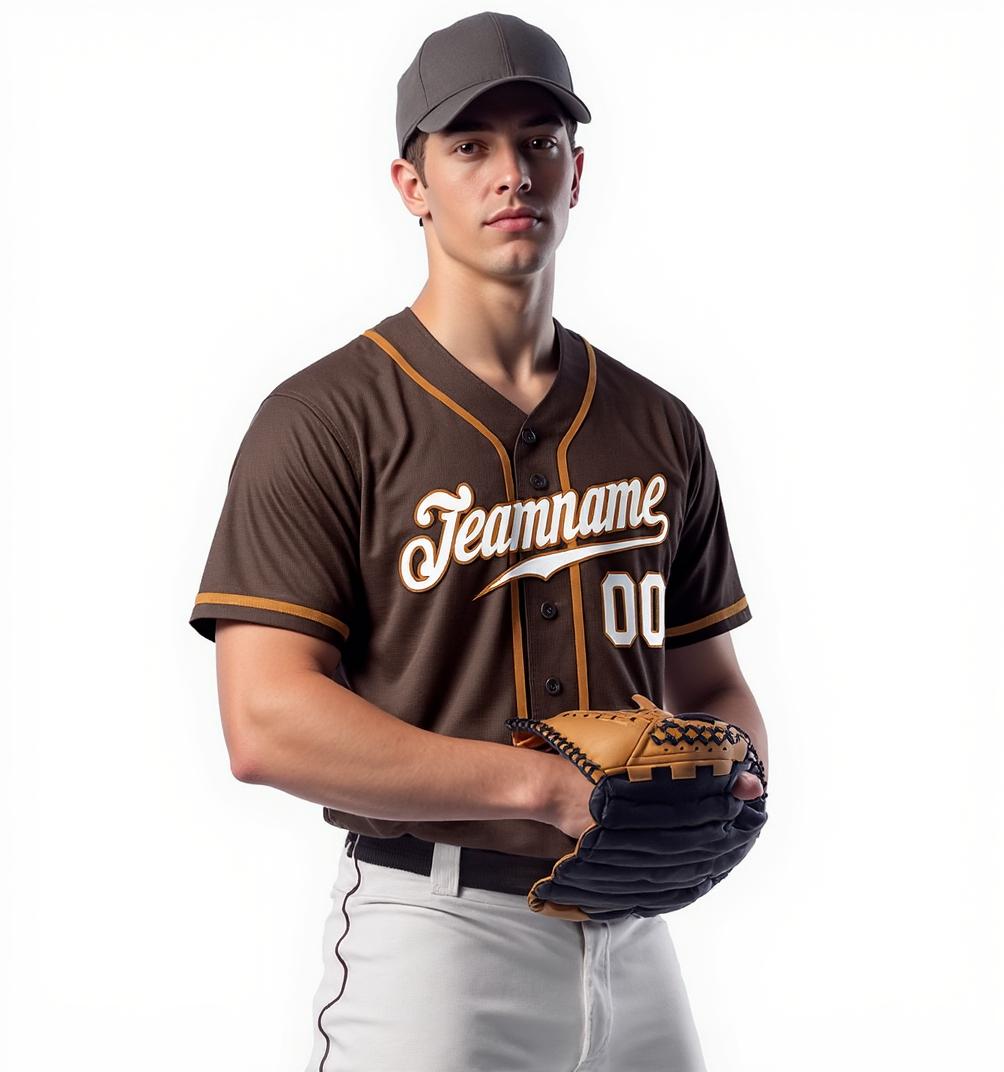 Custom Brown & White Baseball Jersey