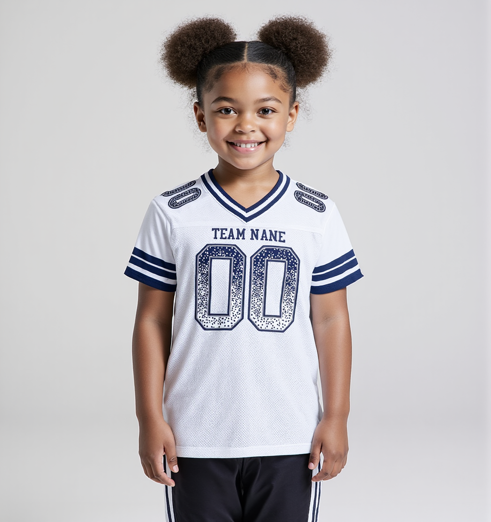 Custom White & Navy/White Drift Fashion Football Jersey