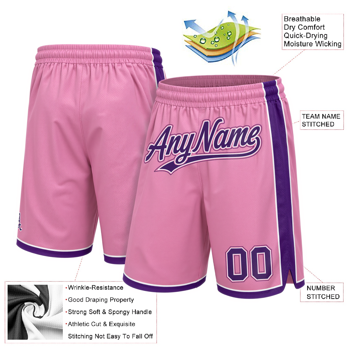 Custom Pink & Purple/White Shorts