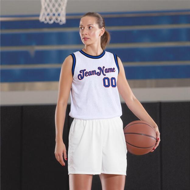 Custom White & Royal/Red Basketball City Edition Jersey