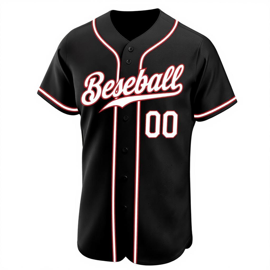 Custom Black & White/Red Baseball Jersey