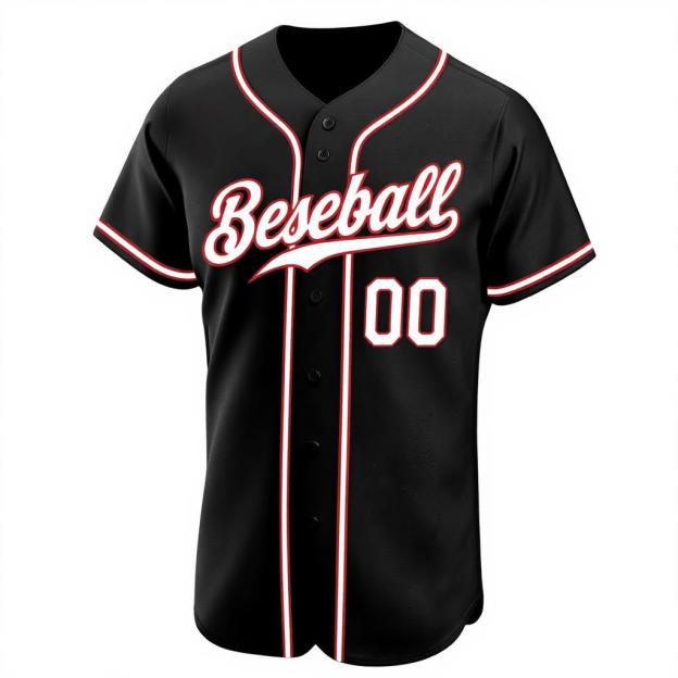 Custom Black & White/Red Baseball Jersey