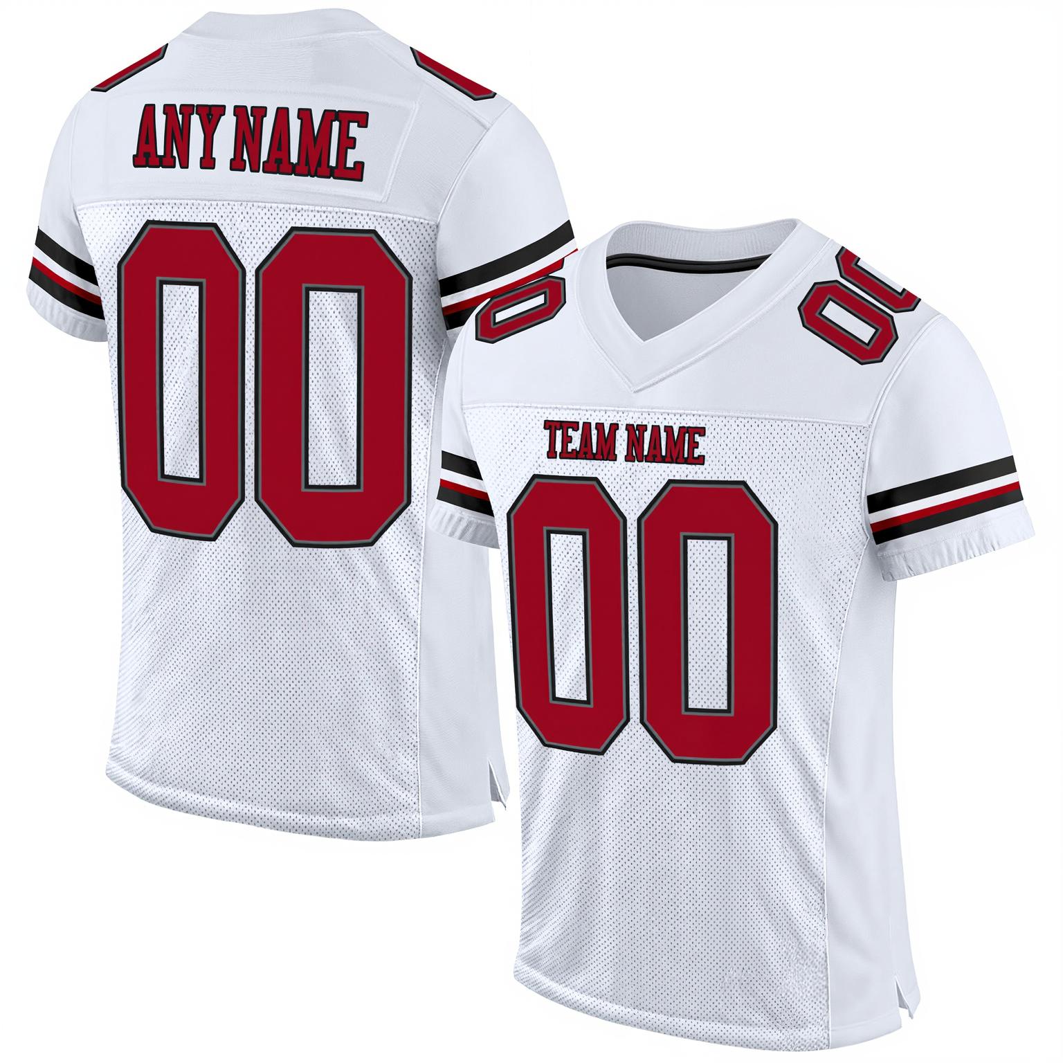 Custom White & Red/Black Football Jersey