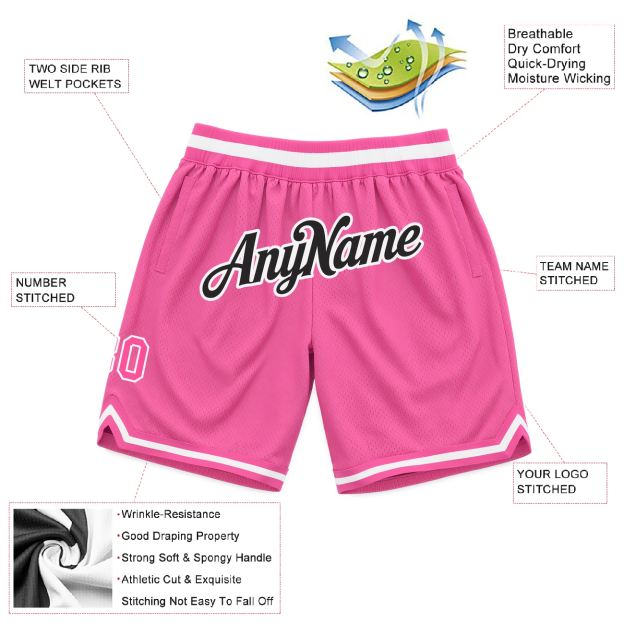 Custom Pink & Black/White Throwback Shorts