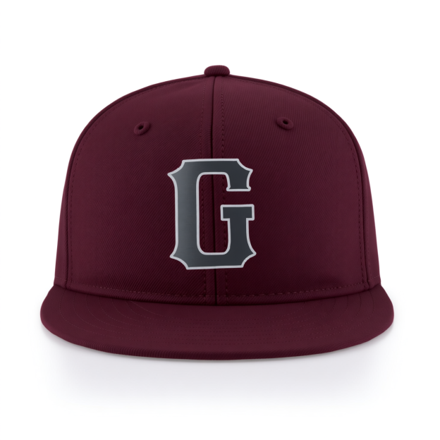 Custom Burgundy & Grey/White Stitched Adjustable Snapback Hat