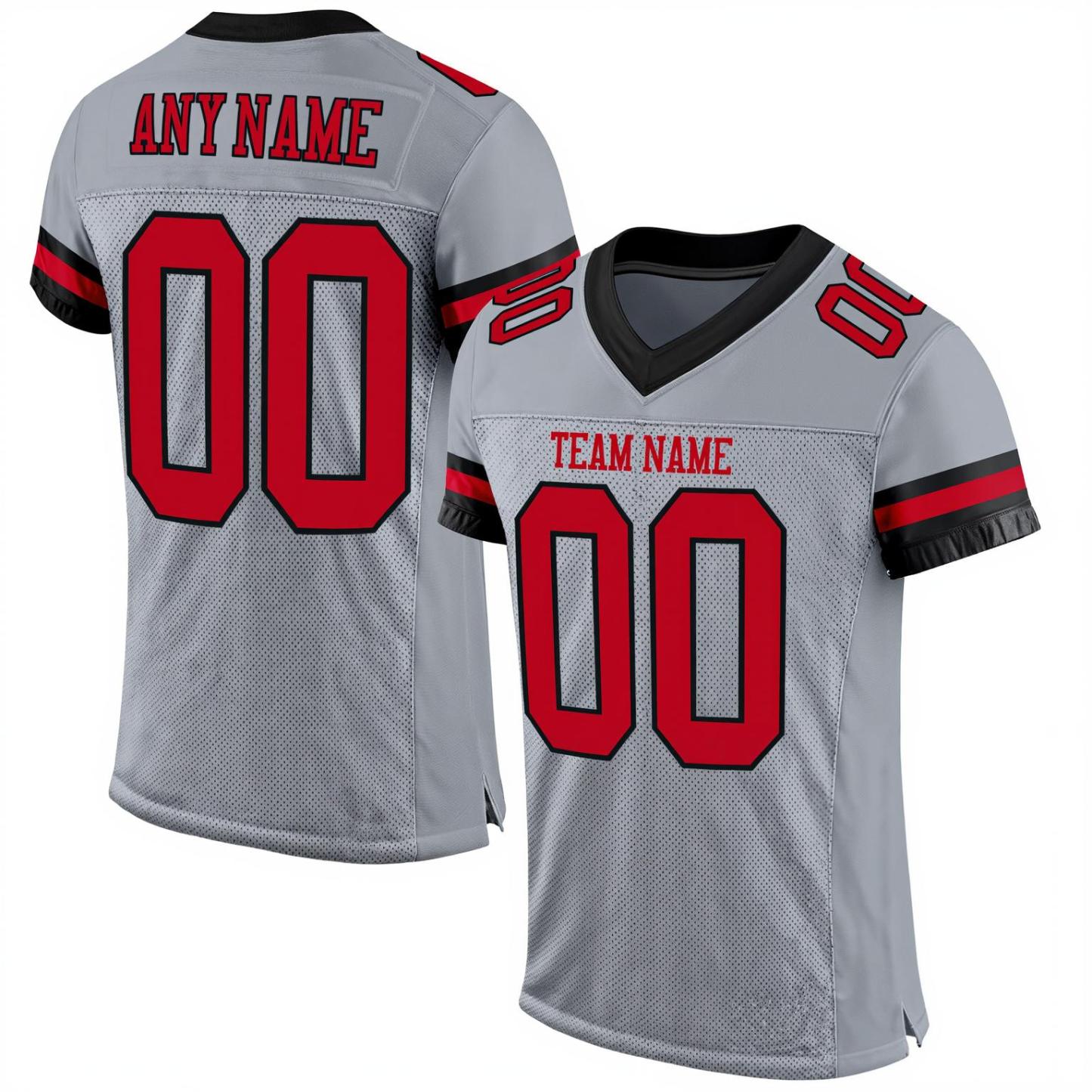 Custom Grey & Red/Black Football Jersey
