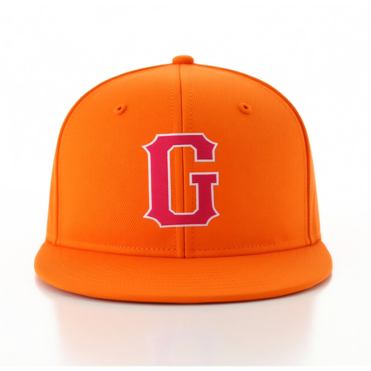 Custom Orange & Pink/White Stitched Adjustable Snapback Hat