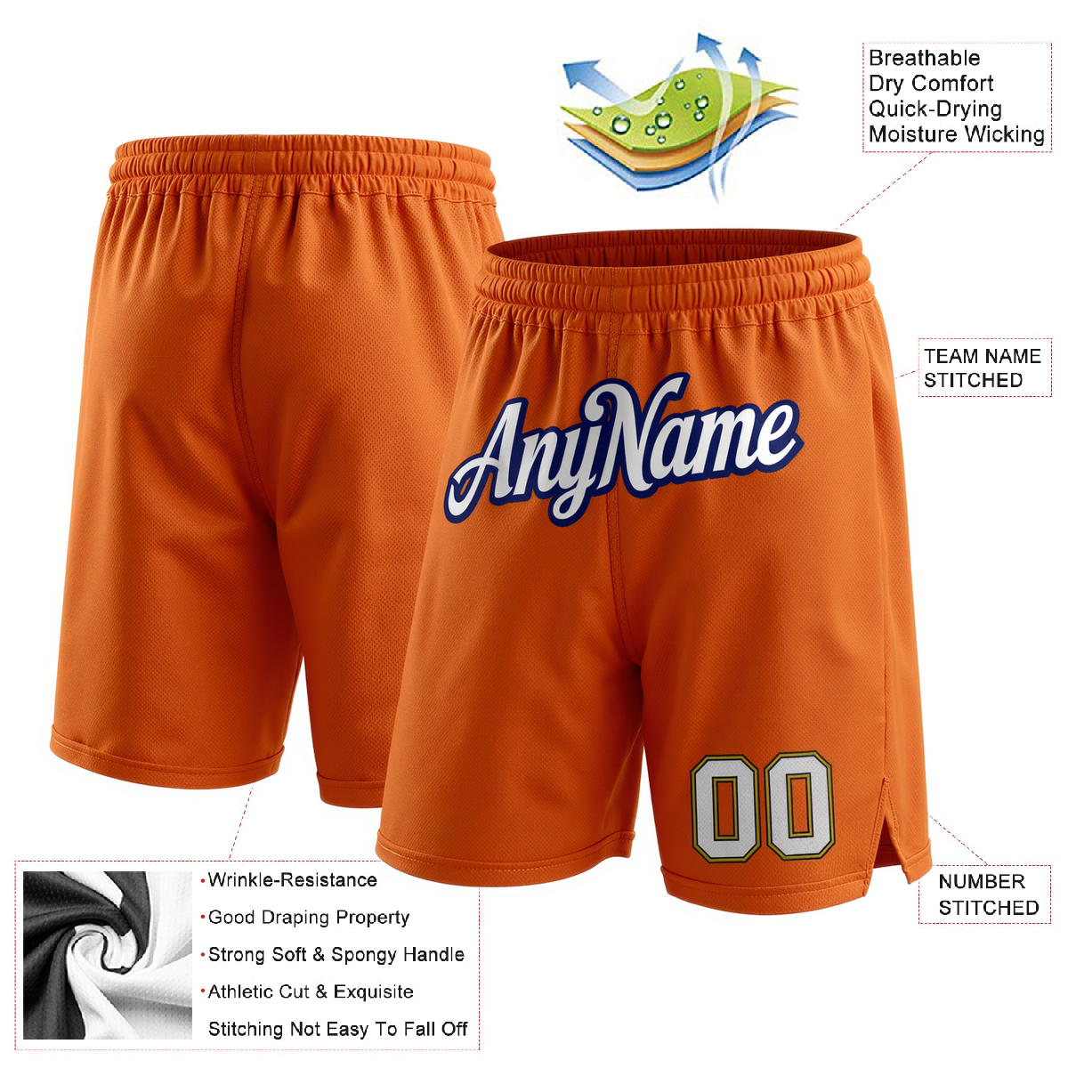 Custom Orange & White/Navy Shorts