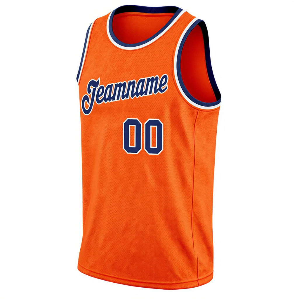 Custom Orange & Navy/White Basketball City Edition Jersey