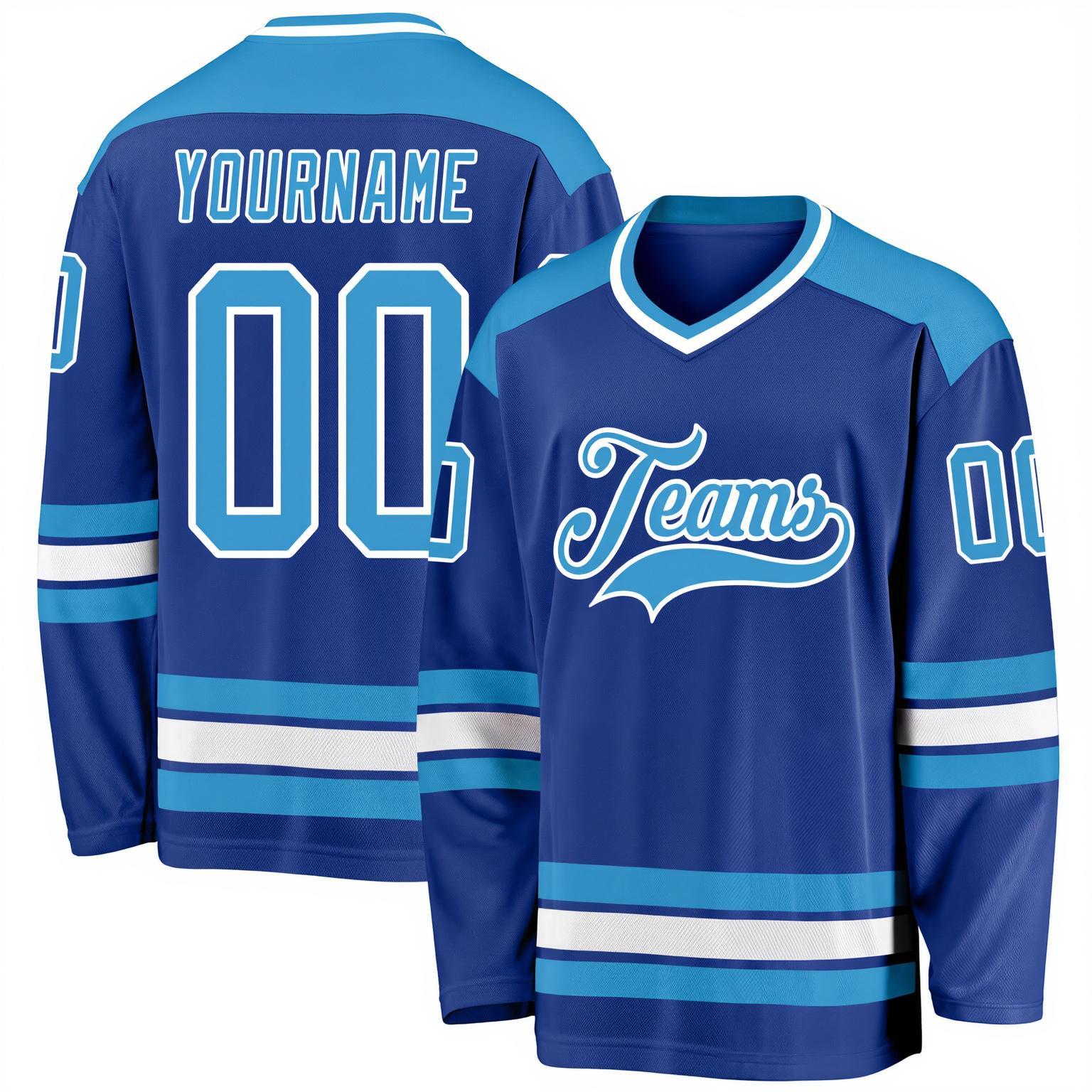 Custom Royal Blue & Sky Blue/White Hockey Jersey
