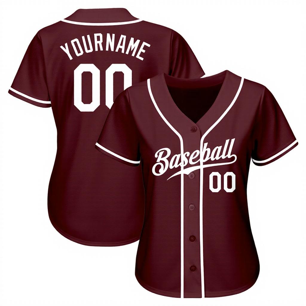 Custom Burgundy & White Baseball Jersey