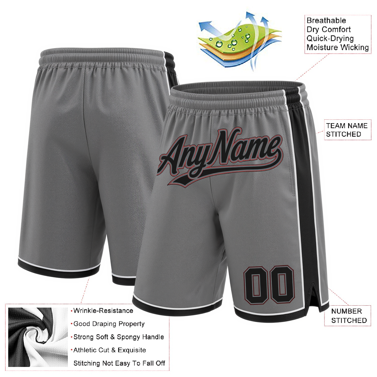 Custom Grey & Black/Pink Shorts