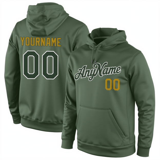 Custom Midnight Green & Yellow/White Pullover Sports Sweatshirt Hoodie