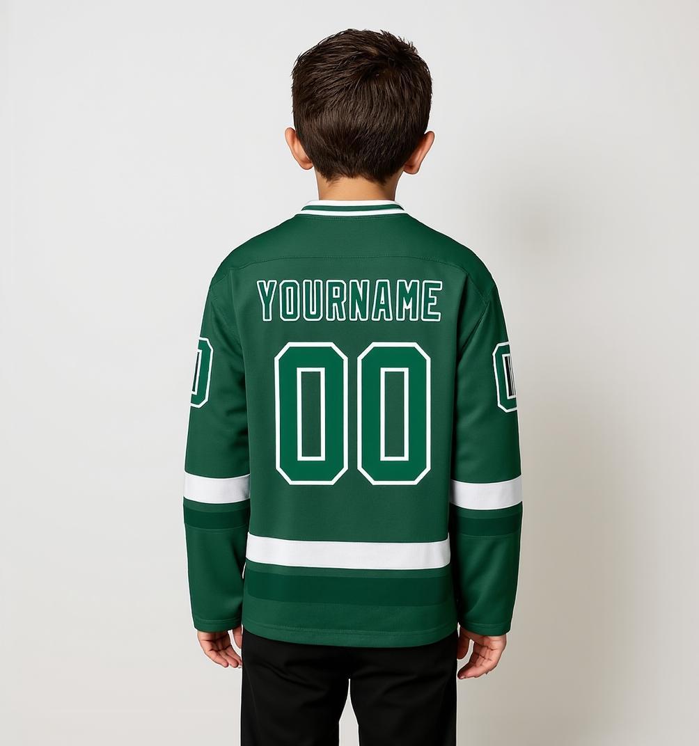 Custom Midnight Green & White Hockey Jersey