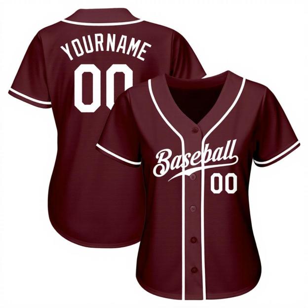Custom Burgundy & White Baseball Jersey