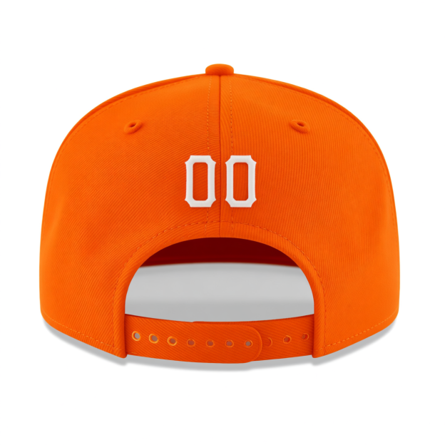 Custom Orange White/Navy Blue Stitched Adjustable Snapback Hat