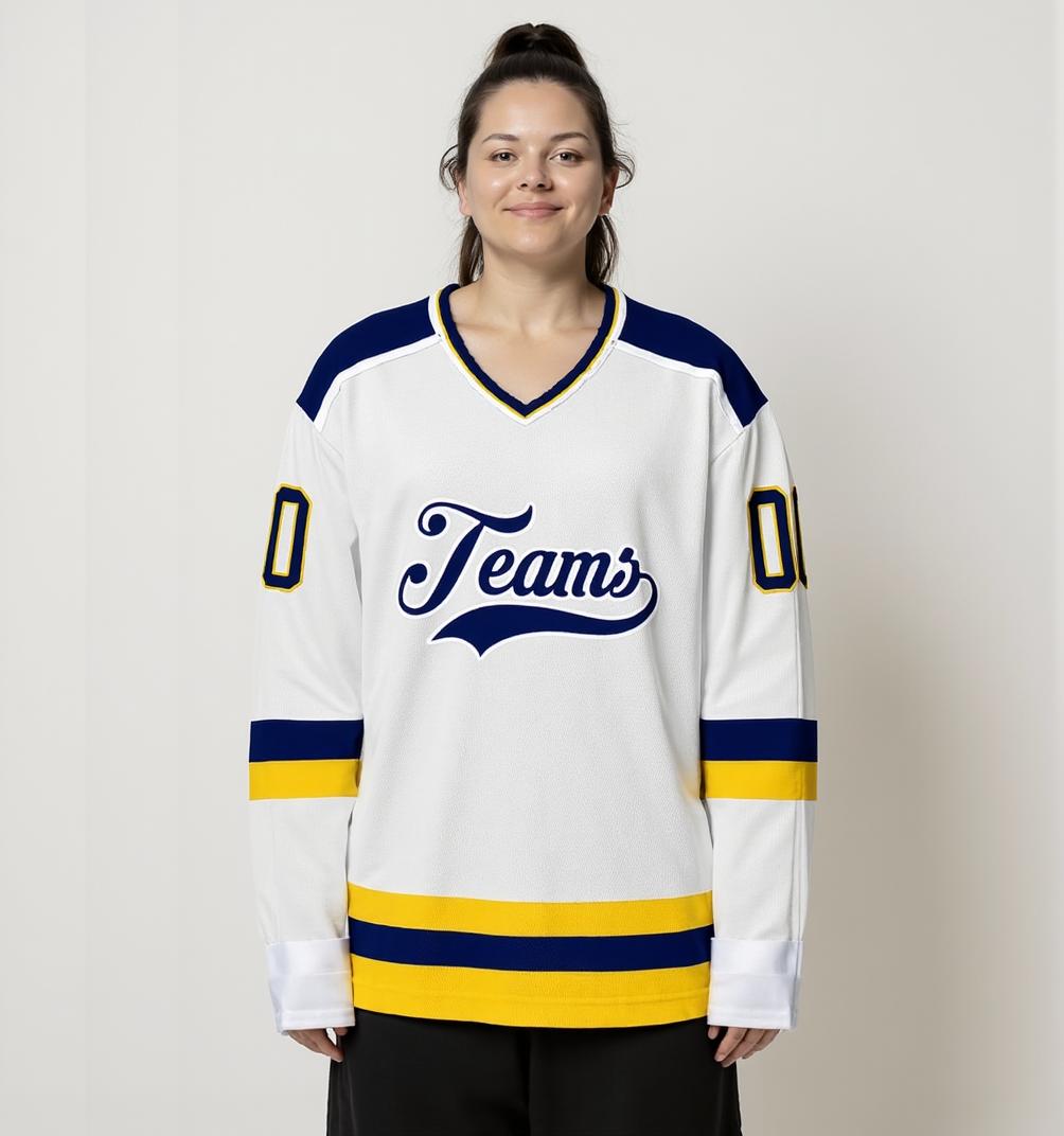 Custom White & Navy Hockey Jersey