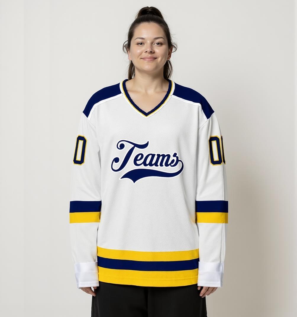 Custom White & Navy Hockey Jersey
