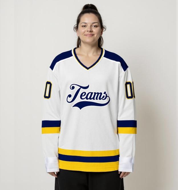 Custom White & Navy Hockey Jersey